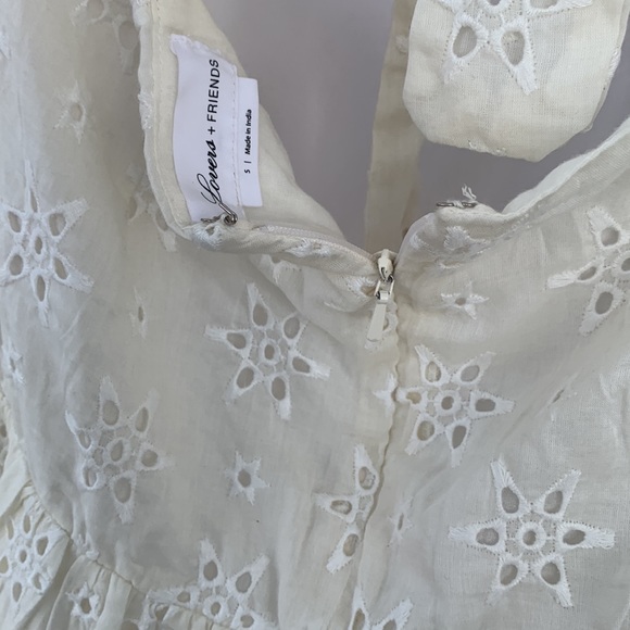 Revolve Lovers + Friends Cream Eyelet Embroidered Back Tie Spaghetti Strap Dress - Picture 14 of 16